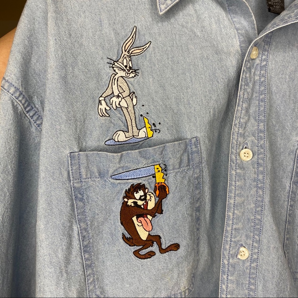 Looney Toons Vintage Denim Shirt Size XL - Picture 4 of 4